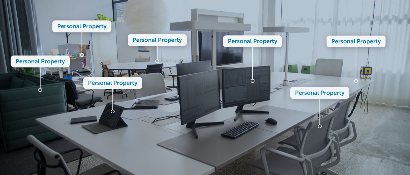 Furniture, equipment, appliances, and supplies are displayed in an Office Room, illustrating Personal Properties.